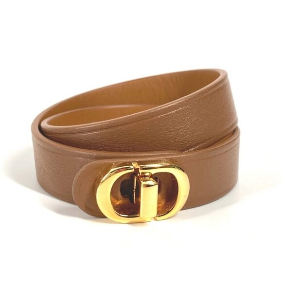 Dior CD logo Double Bracelet Accessories Bracelet Leather Brown - Picture 1 of 14